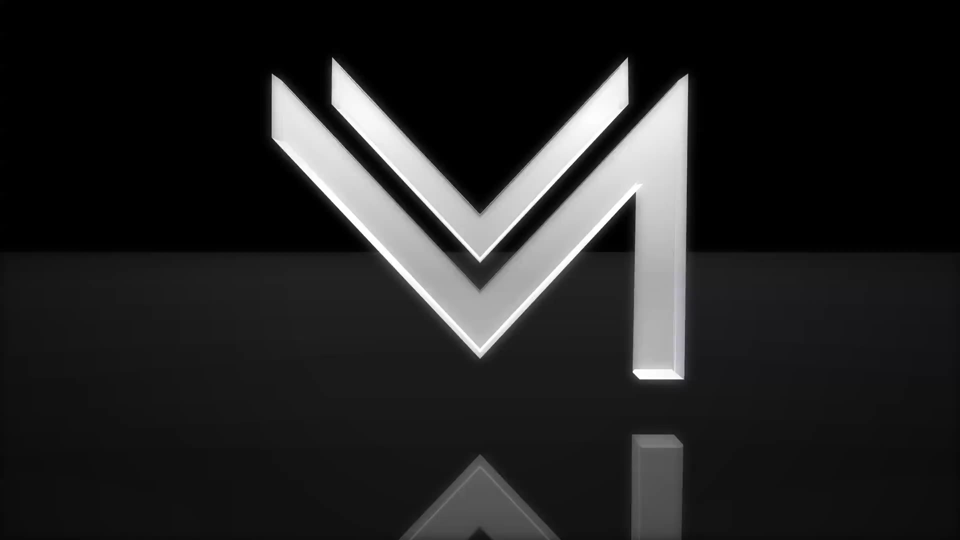 The chrome M emblem on a black reflective floor